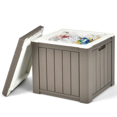 3-In-1 Patio 10 Gallon Ice Cube Cooler Box Table Stool Storage W/Handle 3-In-1 Patio 10 Gallon Ice Cube Cooler Box Table Stool Storage W/Handle