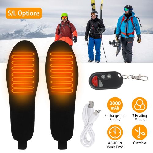 Heated Insoles Electric Heated Foot Warmer 3000mAh Rechargeable Battery Powered Trimmable Heated Shoe Insoles for Men Women Hunting Skiing Fishing Heated Insoles Electric Heated Foot Warmer 3000mAh Rechargeable Battery Powered Trimmable Heated Shoe Insoles for Men Women Hunting Skiing Fishing